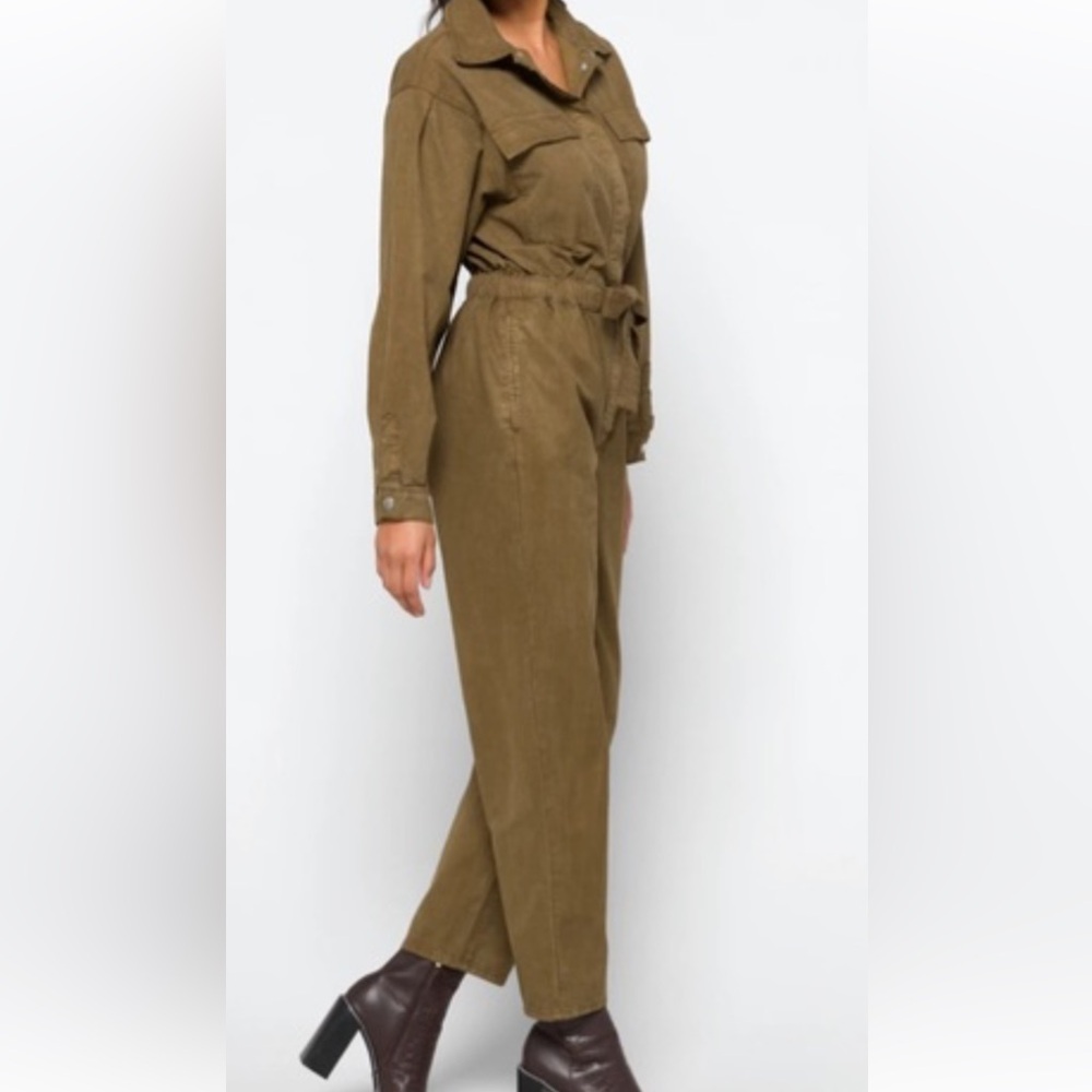 NWT Good American Kajol Good Cinched Jumpsuit in Olive green